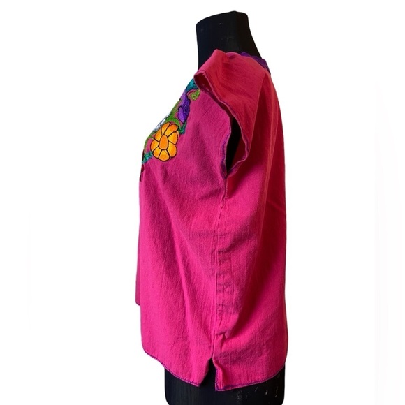 Embroidered Pink Floral V-Neck Top - Picture 8 of 14